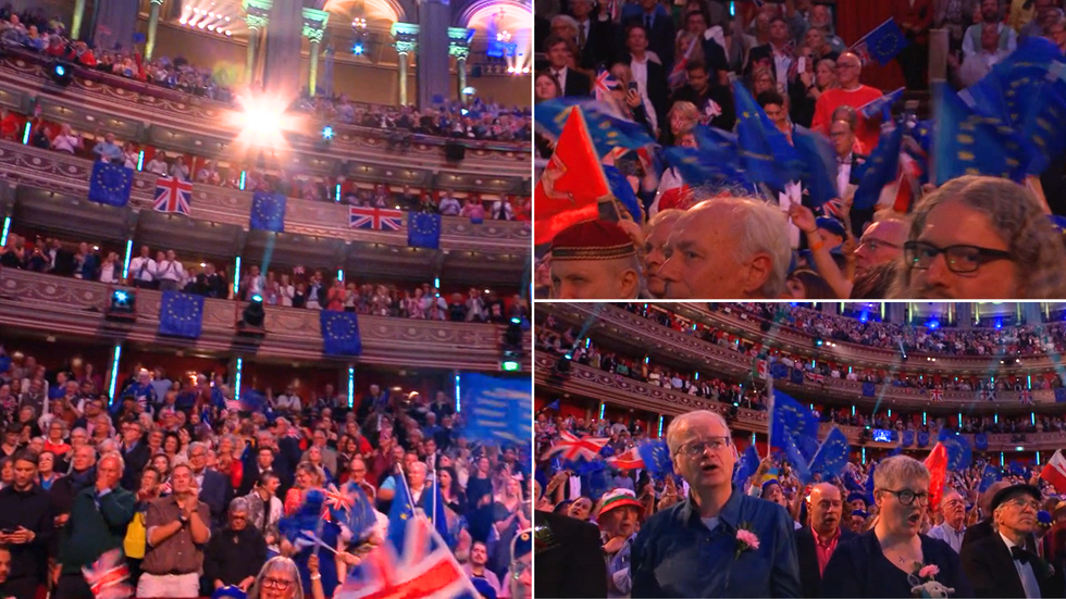 EU flags fly during the Last Night of the Proms 2025
