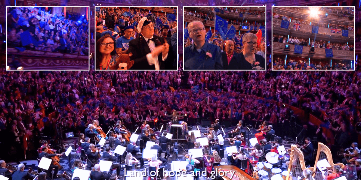 EU flags OUTNUMBER Union Jacks at Royal Albert Hall’s Last Night of the Proms 2025 EU flags OUTNUMBER Union Jacks at Royal Albert Hall’s Last Night of the Proms 2025