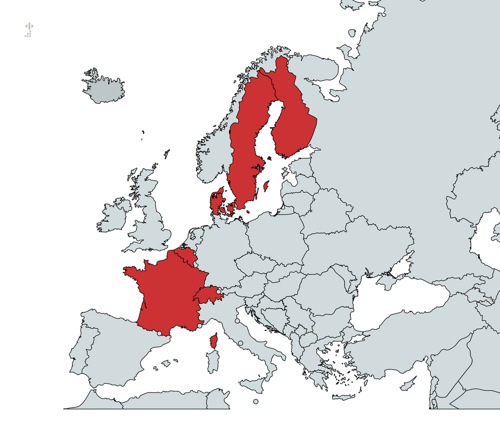 EU map (left),
