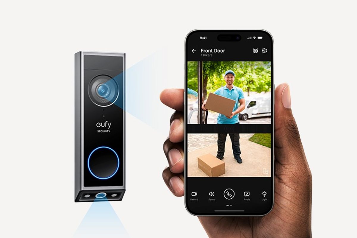 eufy security camera demo showing the dual camera system and iPhone app