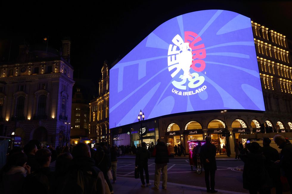 Euro 2028 launch at Piccadilly Circus