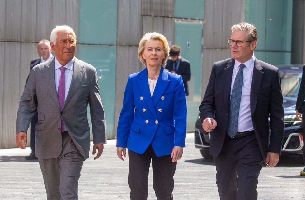 European Council President Antonio Costa, Prime Minister Sir Keir Starmer and President of the European Commission Ursula von der Leyen
