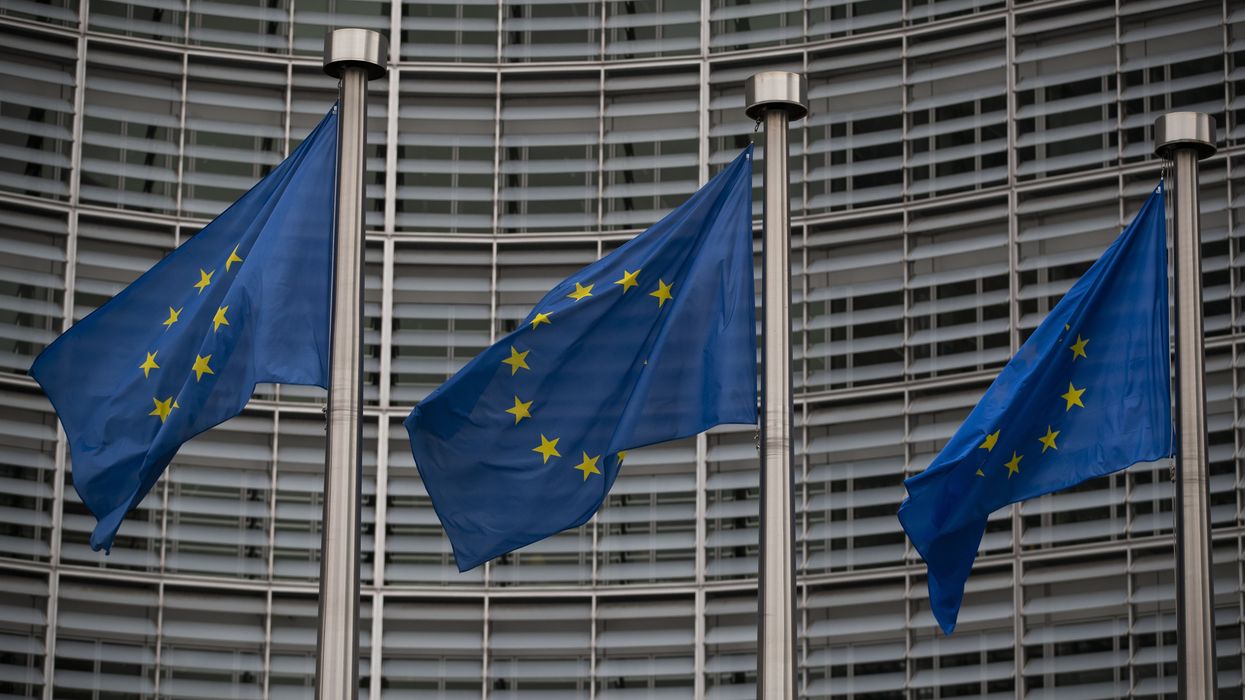 European Union flags flying outside the European Commission in Brussels