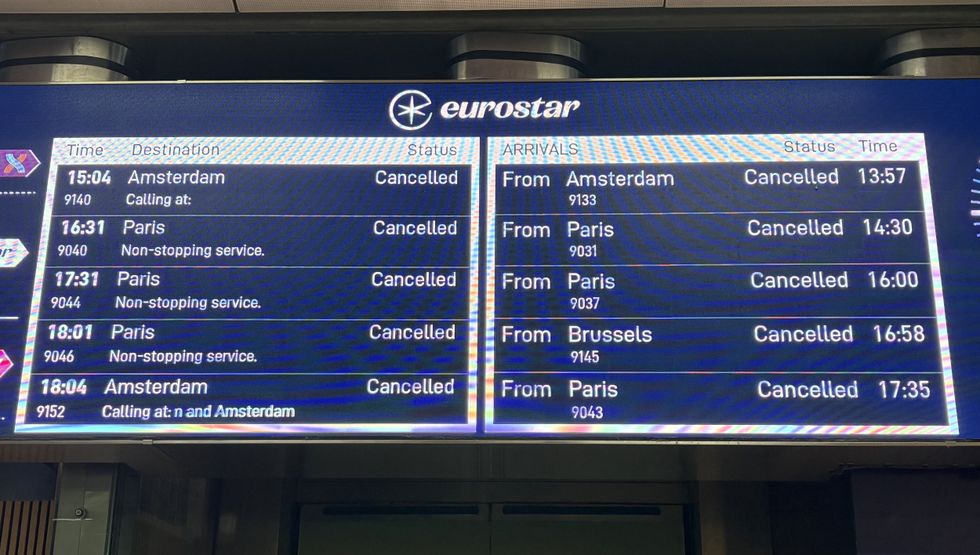 Eurostar cancellations board
