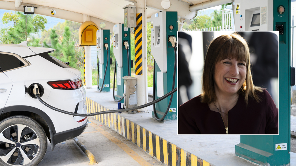 EV charger and Rachel Reeves