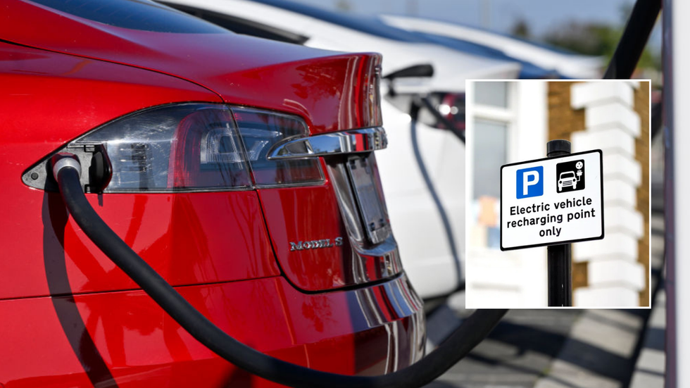 EV charging point and electric vehicle charging sign