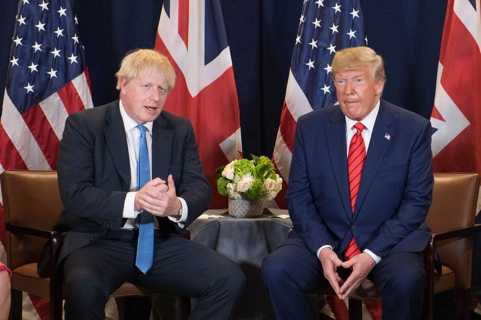 Ex-Prime Minister Boris Johnson (left) meets former US President Donald Trump at the 74th Session of the UN General Assembl