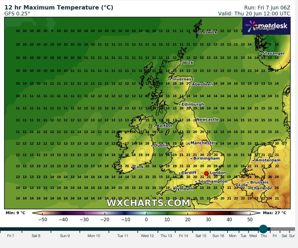 Exact date temperatures to FINALLY surge above 20C