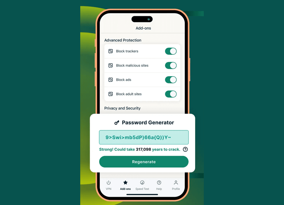 example of the ExpressVPN keys interface