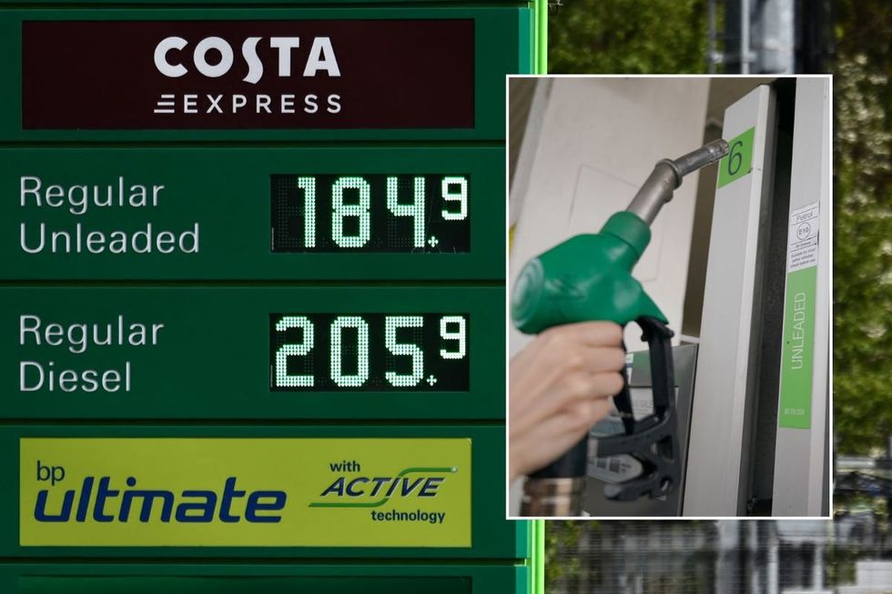 Expensive petrol prices and a fuel pump
