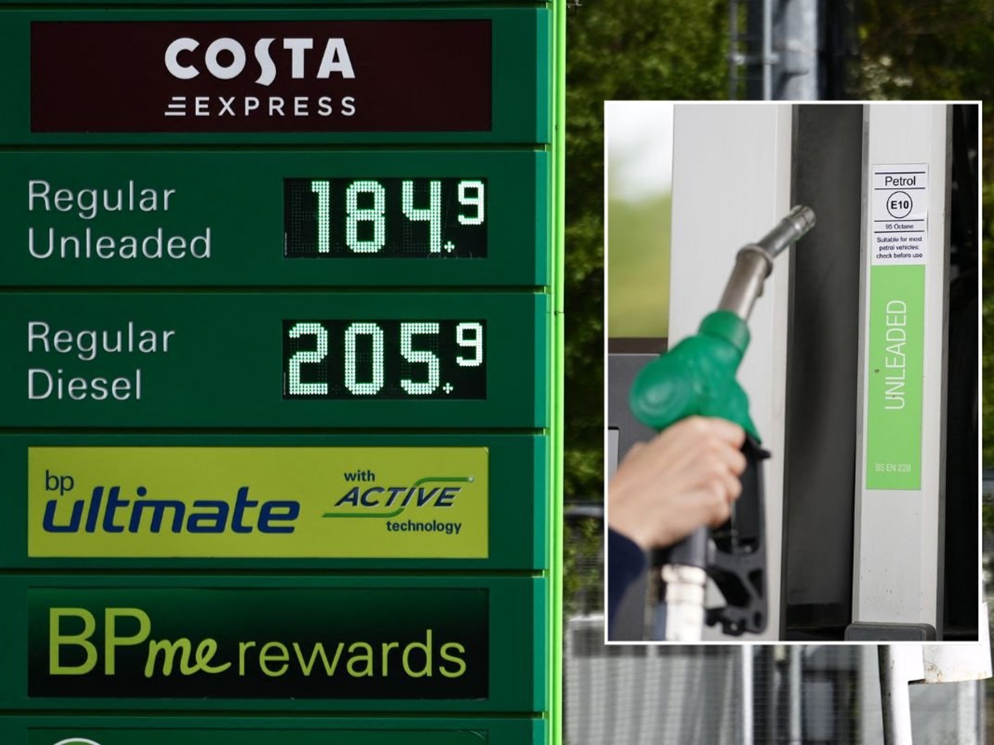 Expensive petrol prices and a petrol pump