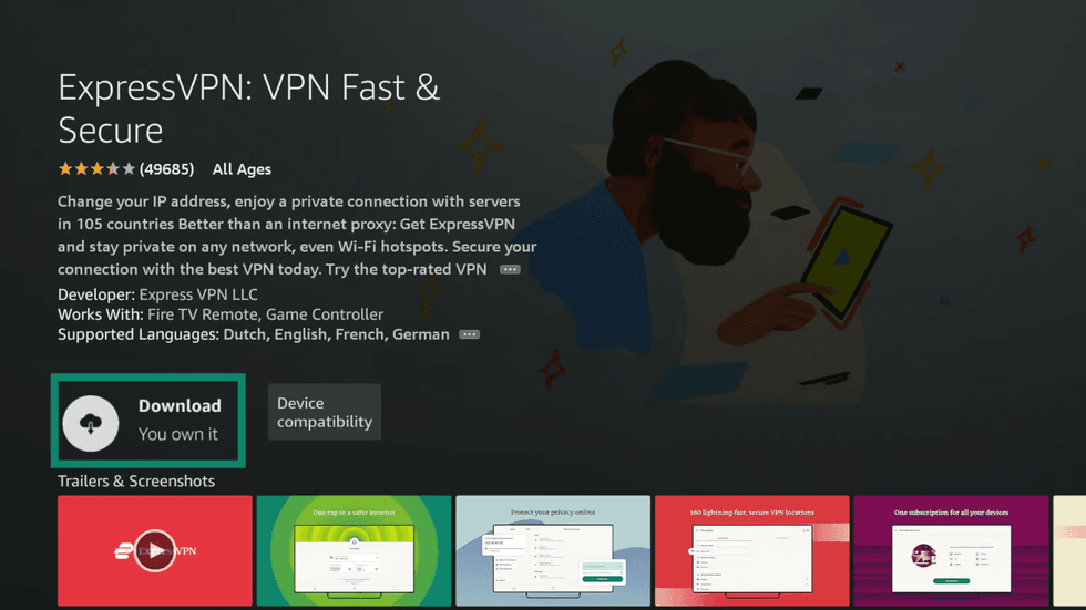 ExpressVPN app in Amazon Appstore
