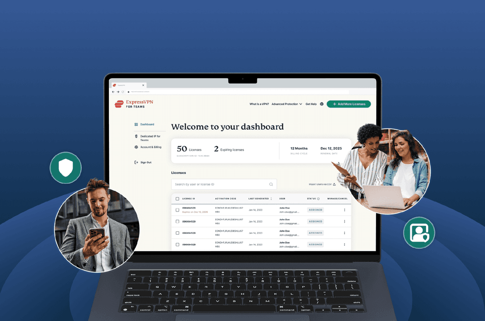ExpressVPN for teams dashboard