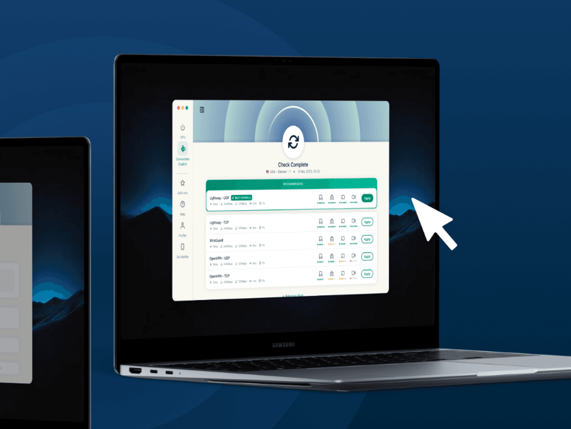 ExpressVPN on a MacBook showing Connection Copilot