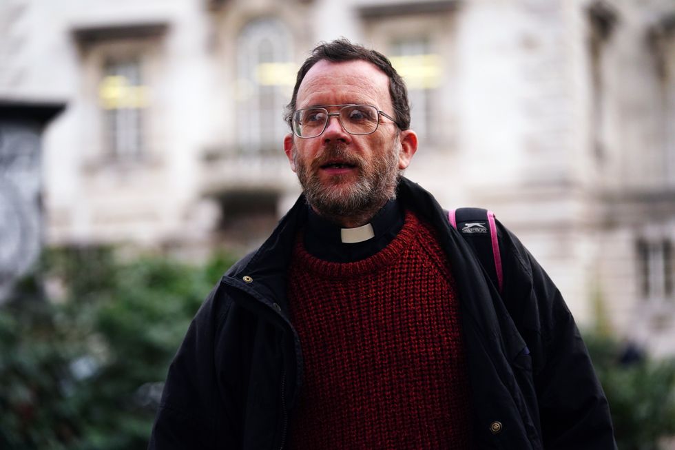 Extinction Rebellion activist Father Martin Newell outside Inner London Crown Court, south east London, where he is on trial over stopping a train at Shadwell station in October 2019.