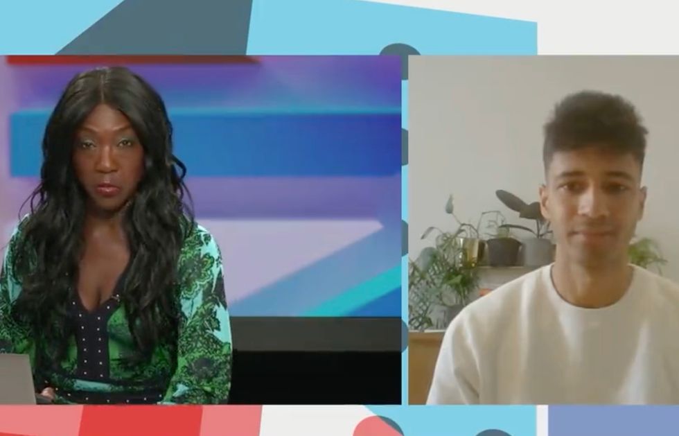 Extinction Rebellion activist Verel Rodrigues speaking to GB News presenter Nana Akua