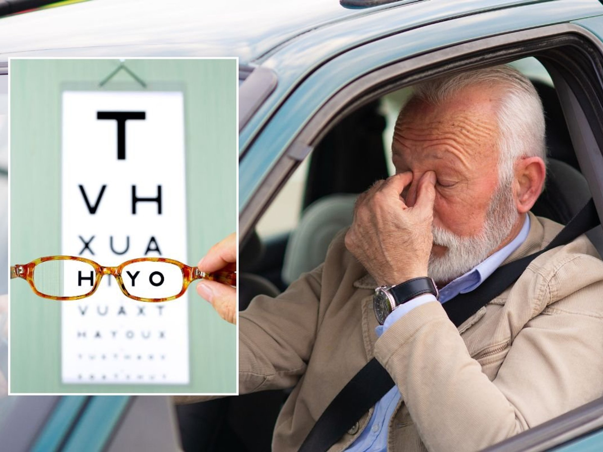Eye test and an elderly man