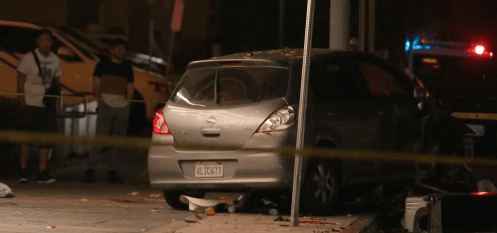 Eyewitnesses say a grey car ploughed into a crowd