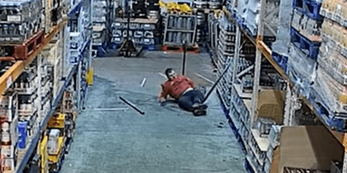 Scaffolder falls crotch-first onto metal pallet after horror 20-foot plunge from factory roof