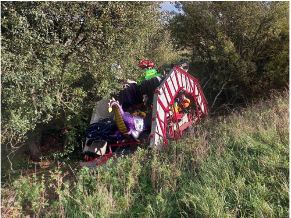 Fairground dumped on the side of the road