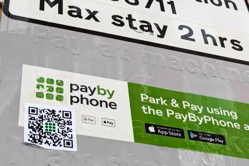 Fake QR code on parking sign