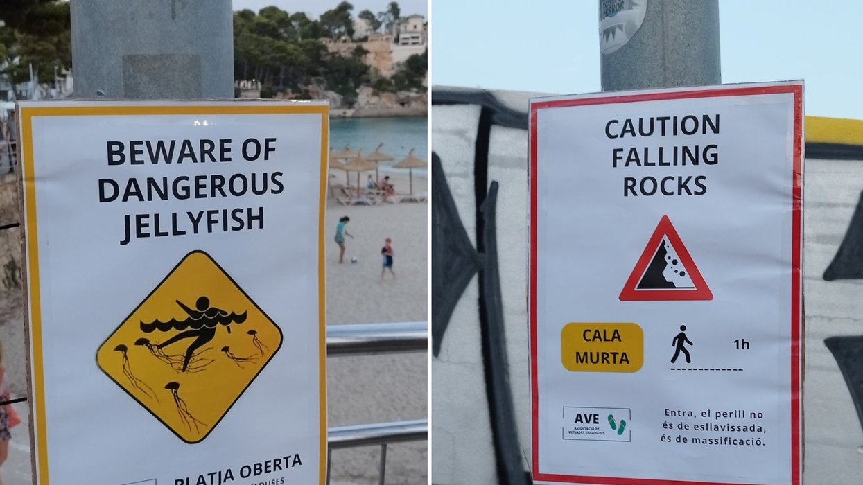 Fake signs on the beach