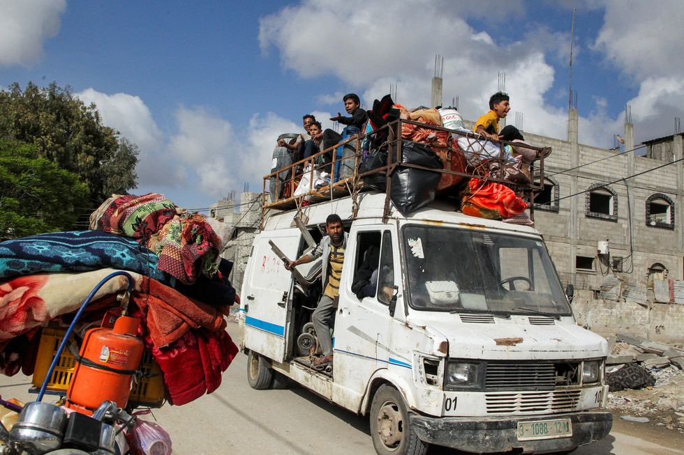 Families leaving Rafah