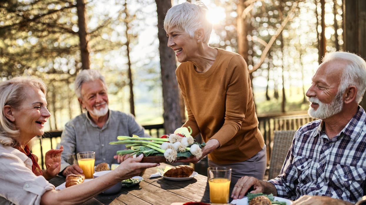 Family eating around a table