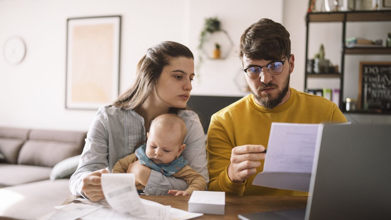 Family look worried at finances