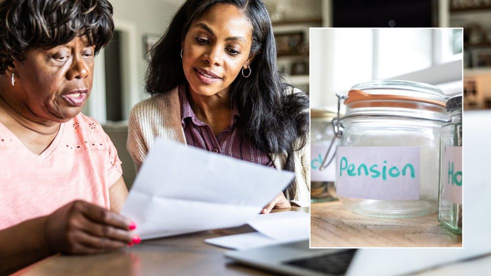 Family looking at finances and pension pot