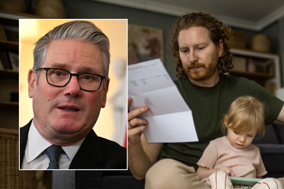 Family looking at letter and Keir Starmer