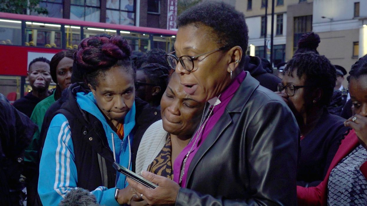 Family of Elianne Andam (including her aunt next to the bishop) were distraught at the vigil