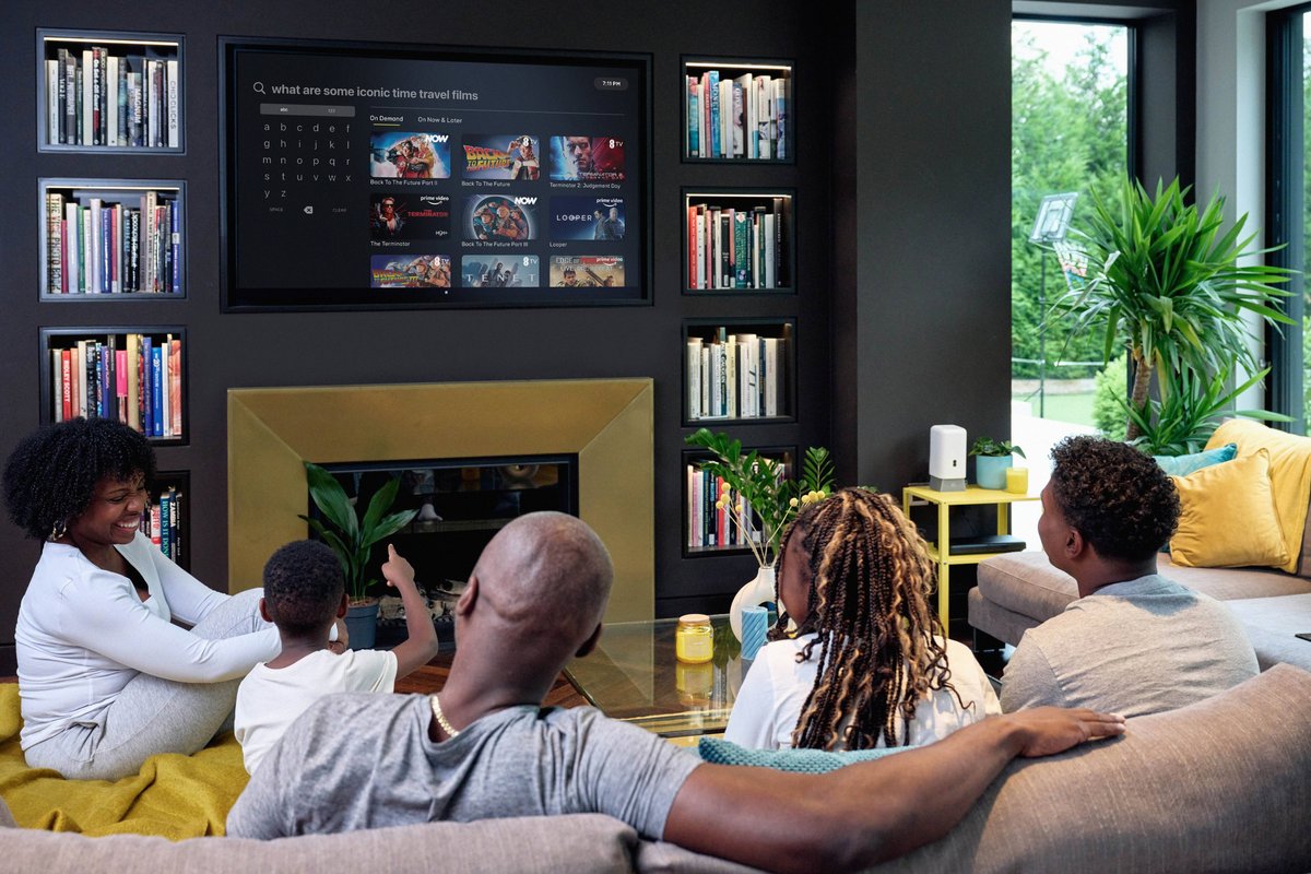 Family searching for shows and movies to watch on the TV