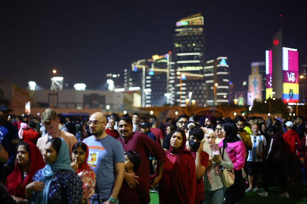 Fans attend a FIFA fan festival in Qatar.