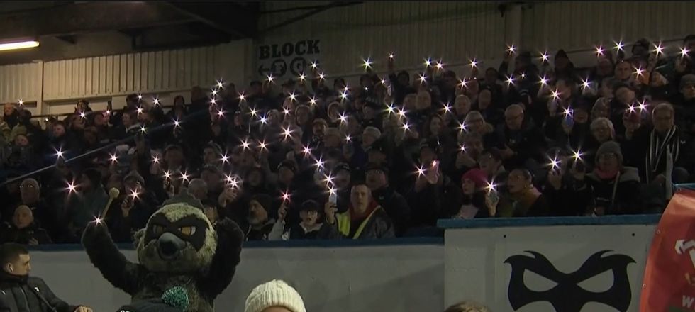 Fans shone their torches on their phones in protest against the Welsh Rugby Union