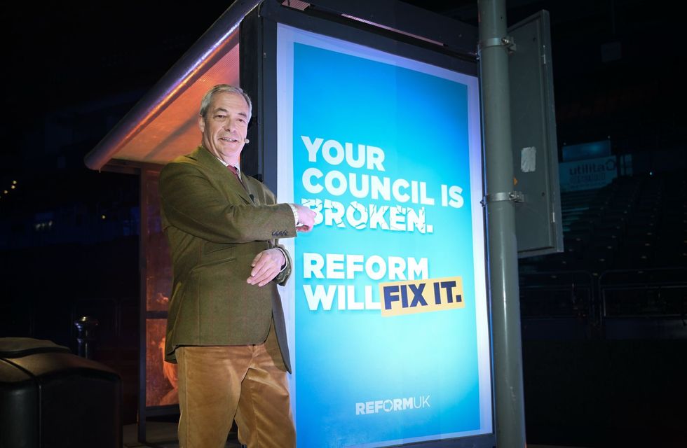Farage and Reform bus stop