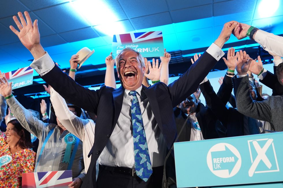 Farage celebrating