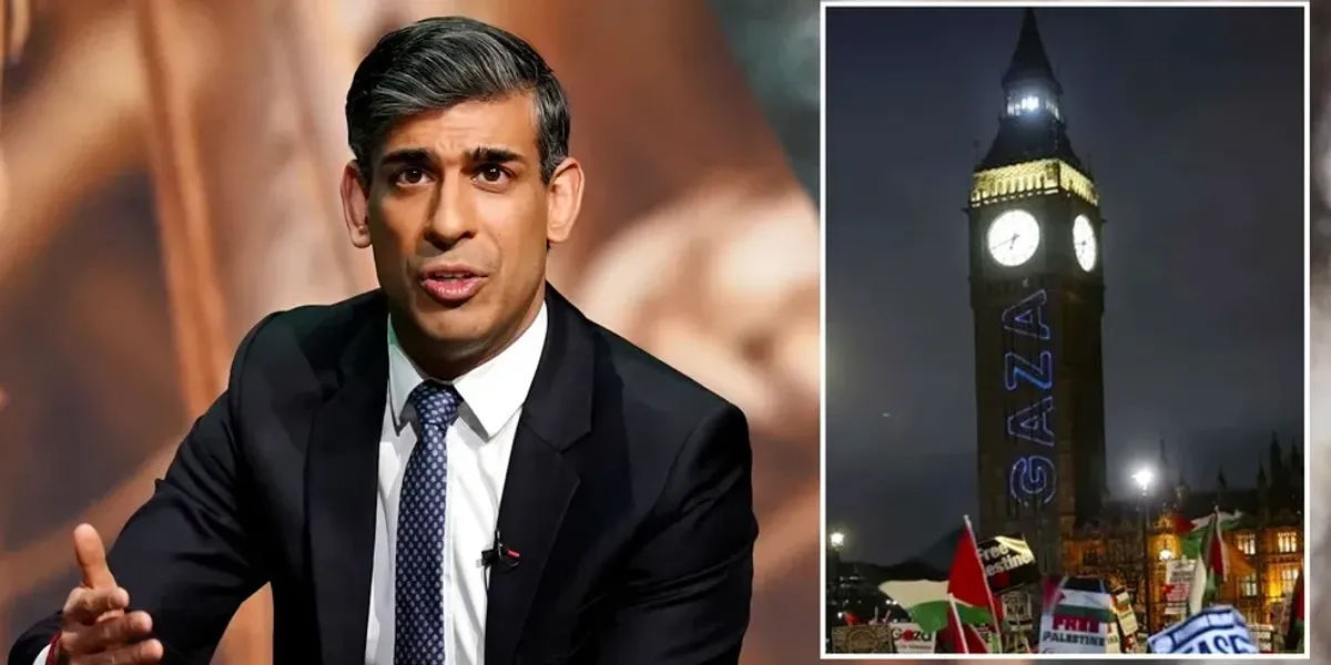 NextImg:Rishi Sunak hits back at anti-Israel messages projected on Big Ben