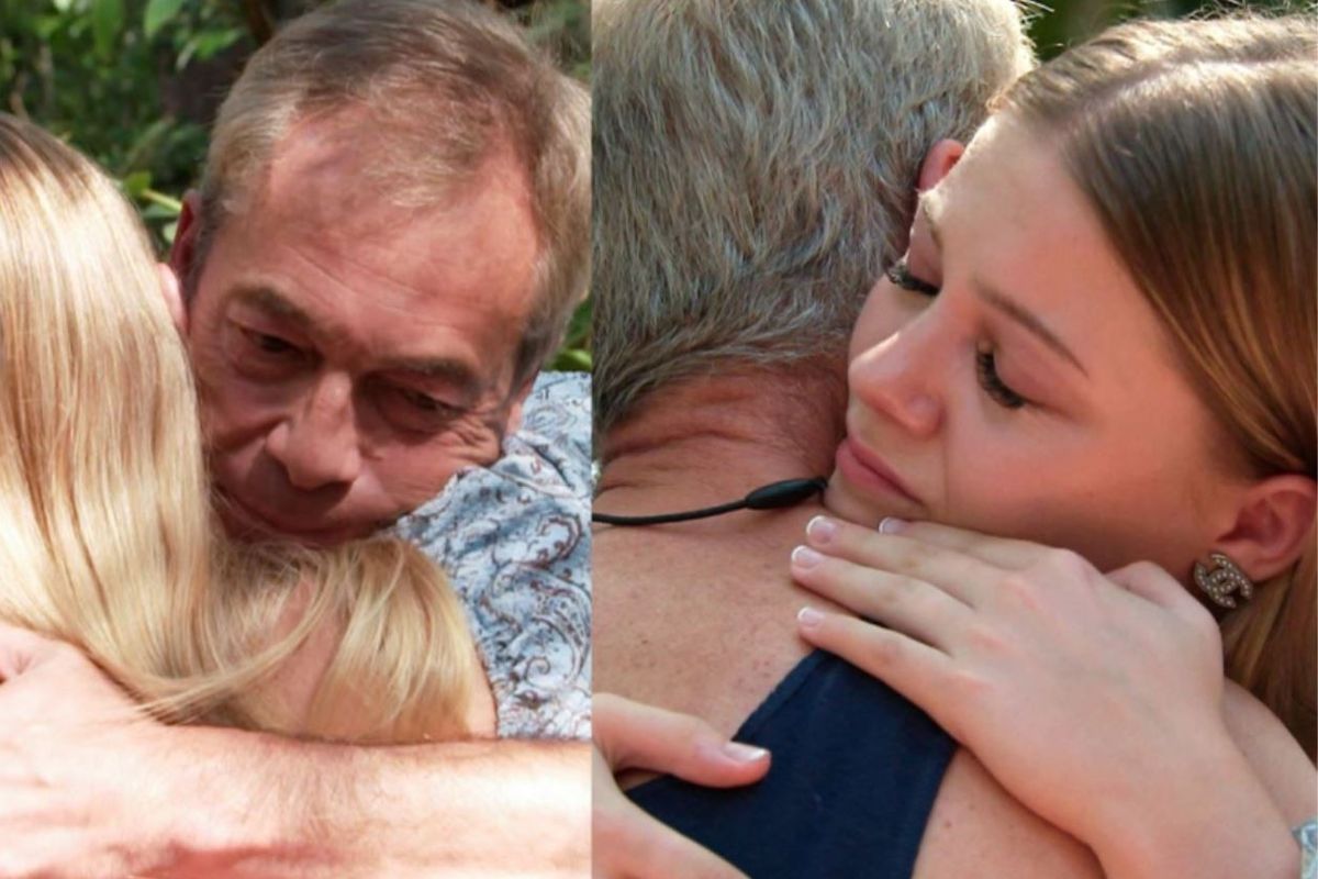 Farage hugging his daughter