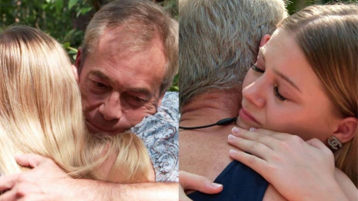 Farage hugging his daughter