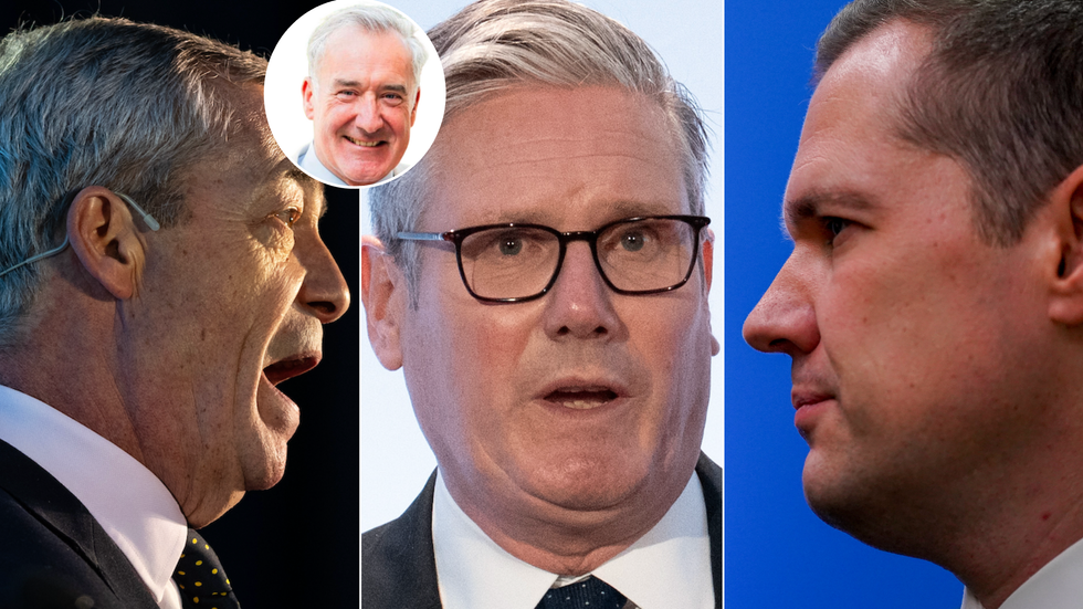 Farage (left), Starmer (middle), Jenrick (right)