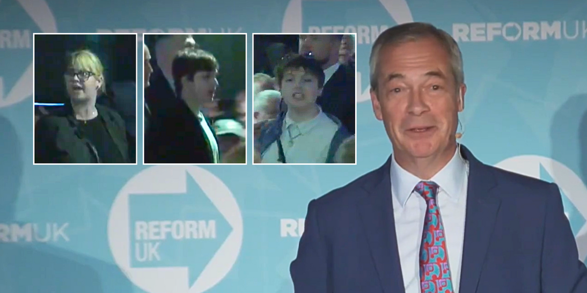 NextImg:'Go home!' Nigel Farage issues scathing put-down as 'far-left' protesters attempt to disrupt Reform UK event
