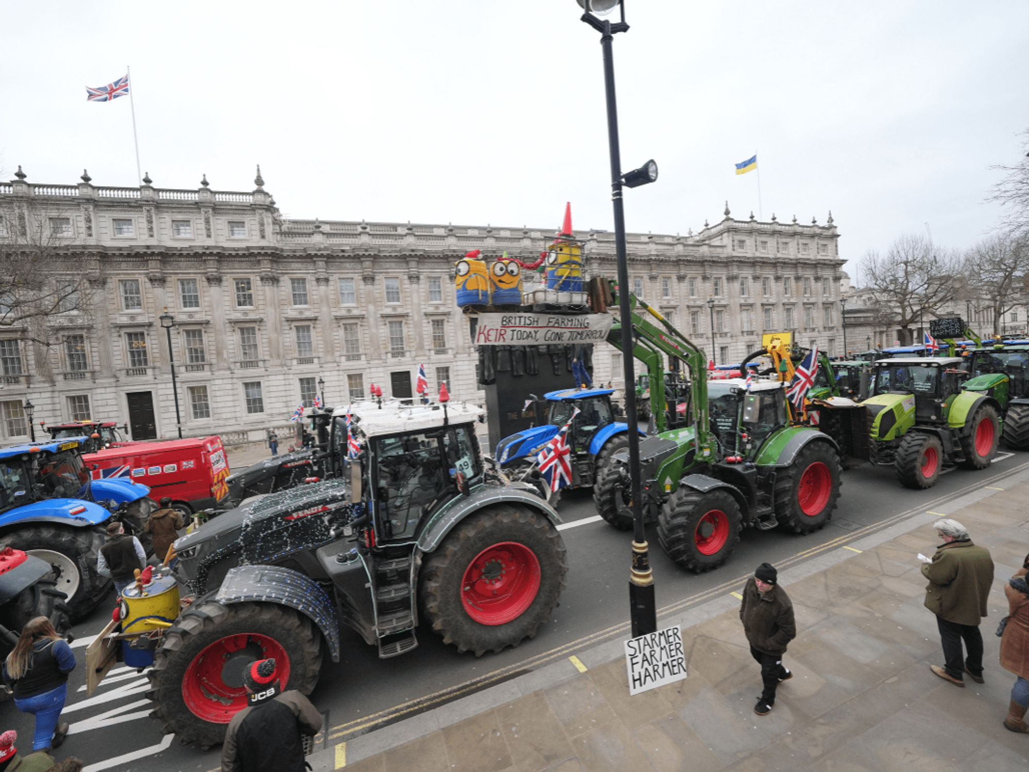 Farmers protesting in Whitehall