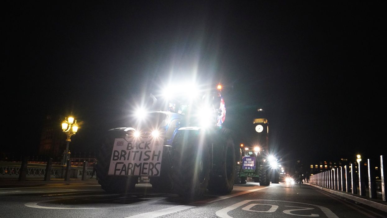 Farmers protesting on Westminster Bridge
