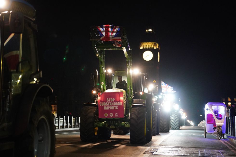 Farmers protesting on Westminster bridge