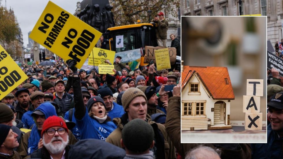Farmers protesting outside of Westminster
