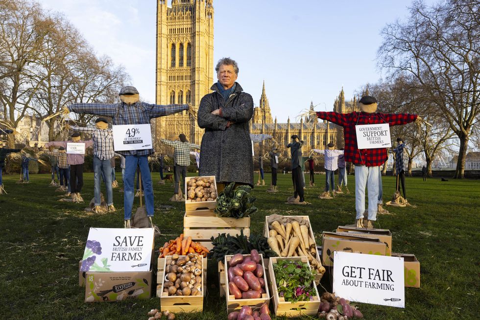 Farmers protesting outside Parliament