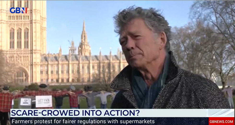 Farmers protesting outside Parliament