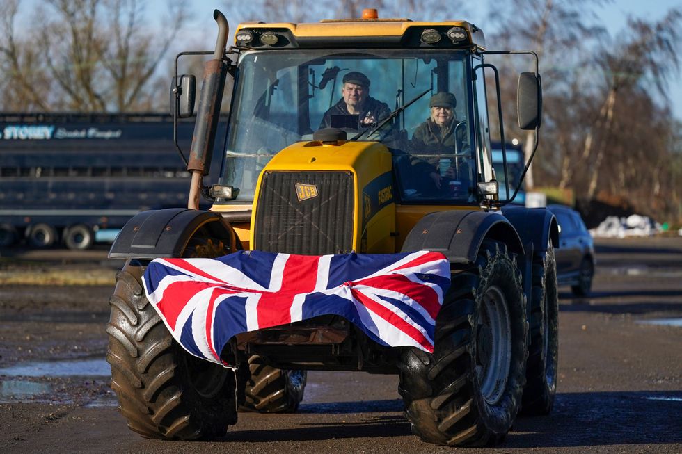 Farmers with the Union Jack