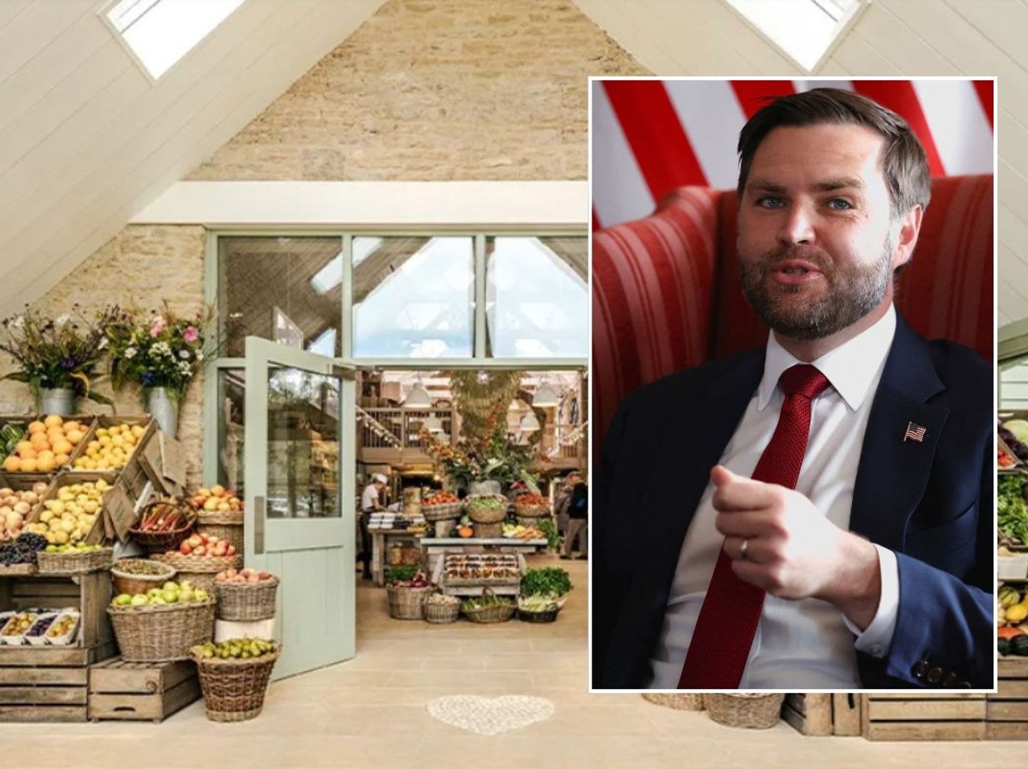 Farmshop, Daylesford Organic, Daylesford Farm, Cotswolds / JD Vance during a meeting with David Lammy